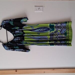 Tiana B. Womens Green, Blue, And Black Paisley Print Dress